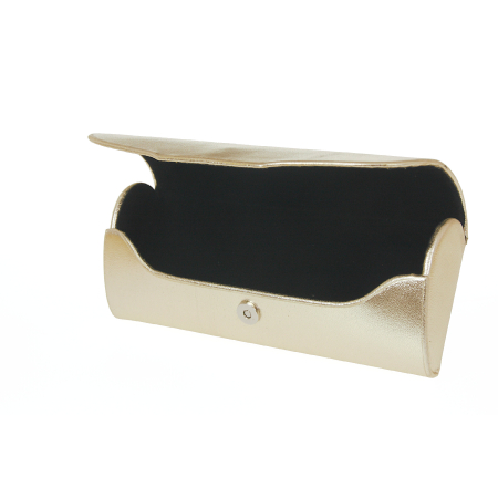 Futerał na duże okulary skóra metalik platyna