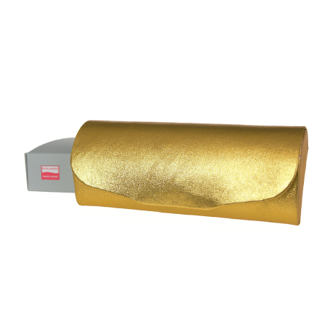 Futerał na duże okulary skóra metalik złoto