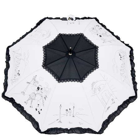 Parasol damski z lamówką - Paryżanka