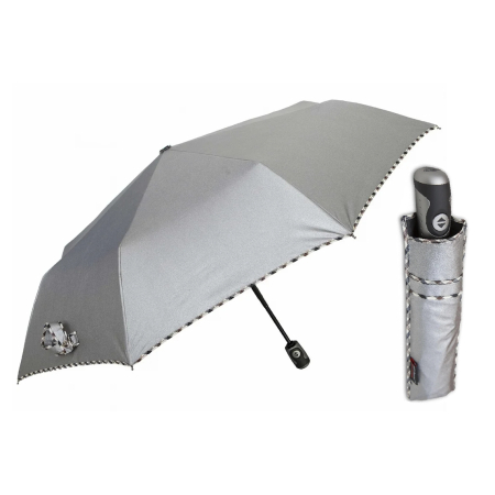 Parasol damski pełny automat srebrny metalic