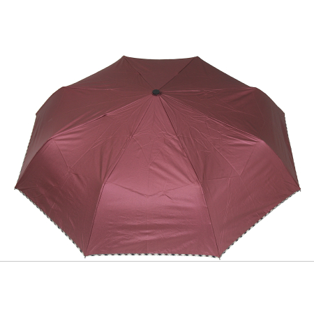 Parasol damski pełny automat bordo metalic