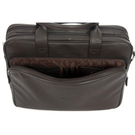 Torba na laptop ciemnobrązowa skóra licowa