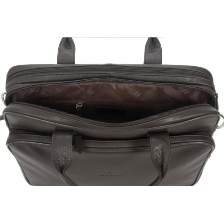 Torba na laptop ciemnobrązowa skóra licowa