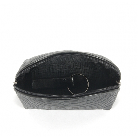 Kosmetyczka etui naturalna czarna skóra