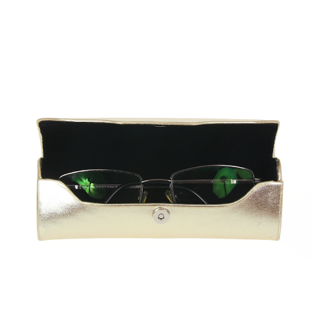 Futerał na okulary skóra metalik platyna