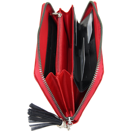 Portfel duży naturalna skóra czerwony