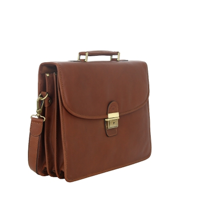 Teczka klasyczna z licowej brązowej skóry