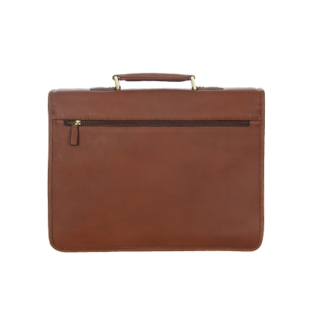 Teczka klasyczna z licowej brązowej skóry