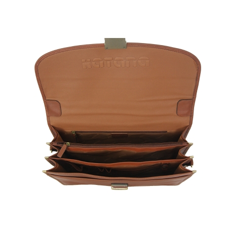 Teczka klasyczna z licowej brązowej skóry