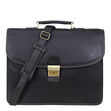 Teczka klasyczna z licowej ciemnobrązowej skóry