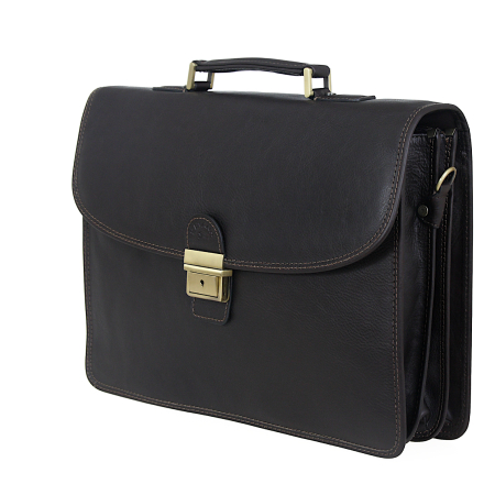 Teczka klasyczna z licowej ciemnobrązowej skóry