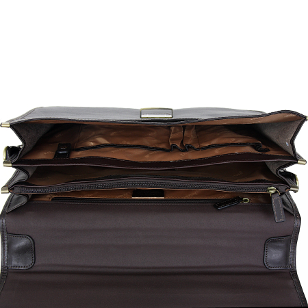 Teczka klasyczna z licowej ciemnobrązowej skóry