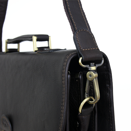 Teczka klasyczna z licowej ciemnobrązowej skóry