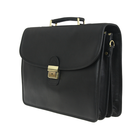 Teczka klasyczna z licowej czarnej skóry