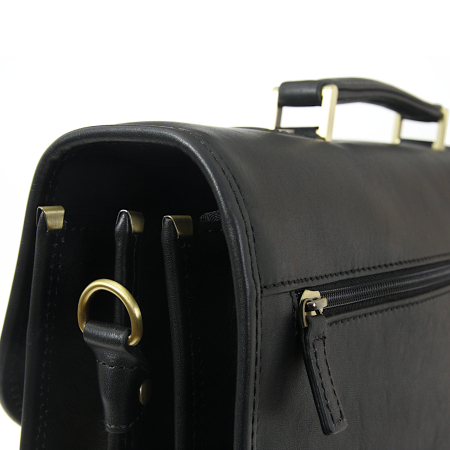 Teczka klasyczna z licowej czarnej skóry