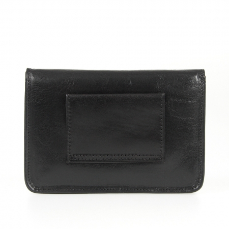 Saszetka na pasek naturalna czarna skóra