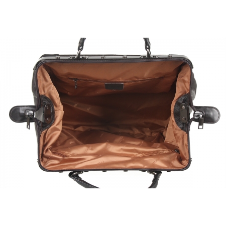 Kufer podróżny ciemnobrązowa szlachetna skóra licowa