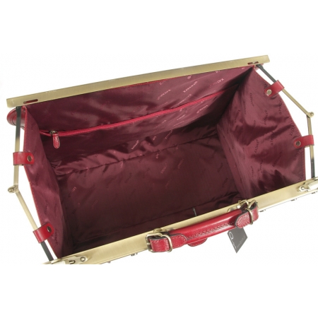 Kufer podróżny bordowa skóra licowa