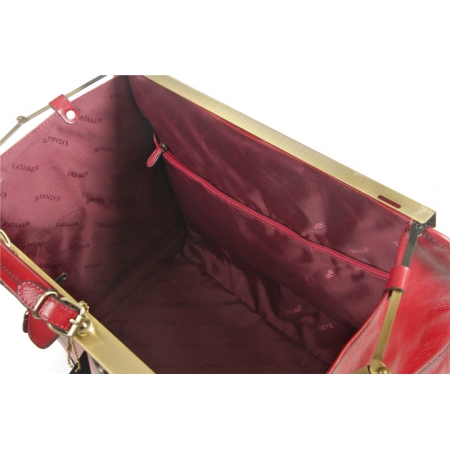 Kufer podróżny bordowa skóra licowa
