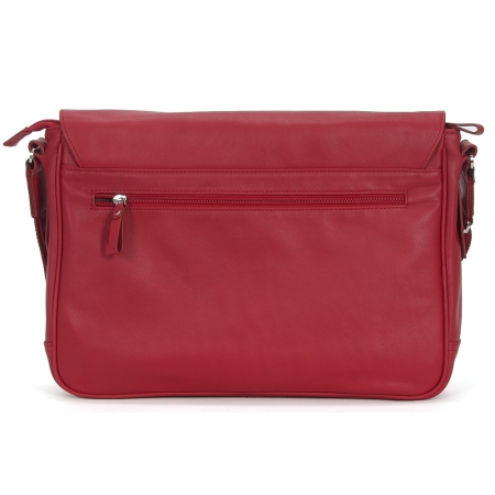 Torba listonoszka bordowa skóra licowa