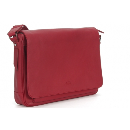 Torba listonoszka bordowa skóra licowa