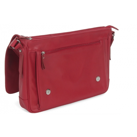 Torba listonoszka bordowa skóra licowa