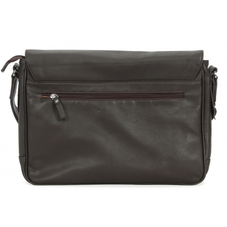 Torba listonoszka ciemnobrązowa skóra licowa