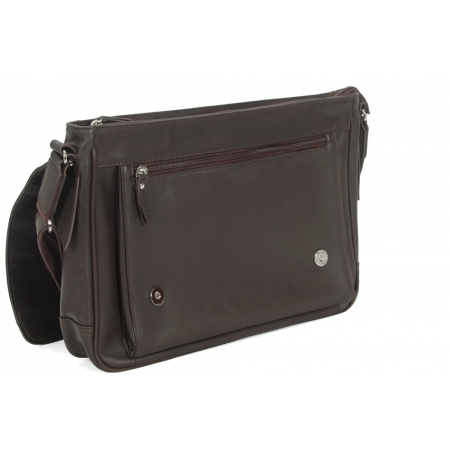 Torba listonoszka ciemnobrązowa skóra licowa