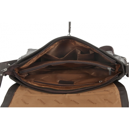 Torba listonoszka ciemnobrązowa skóra licowa