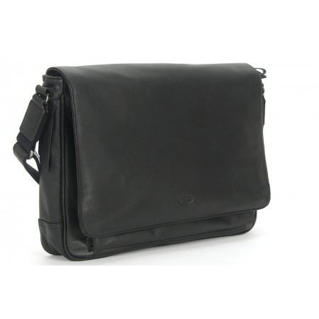 Torba listonoszka czarna skóra licowa