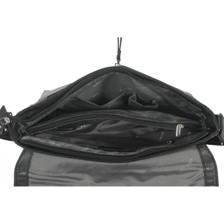 Torba listonoszka czarna skóra licowa