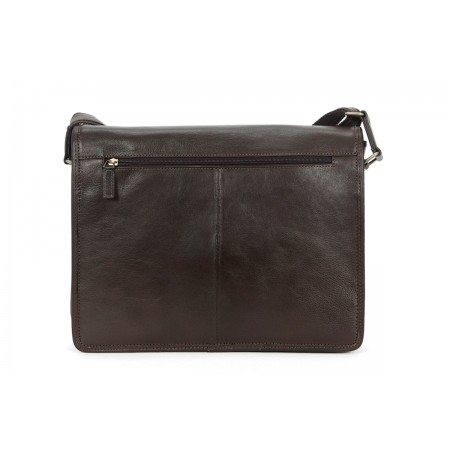 Torba listonoszka ciemnobrązowa skóra licowa