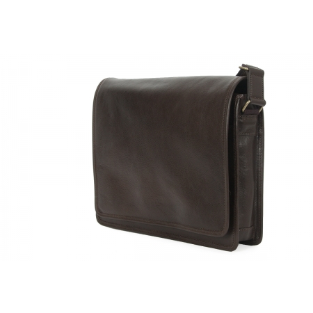 Torba listonoszka ciemnobrązowa skóra licowa