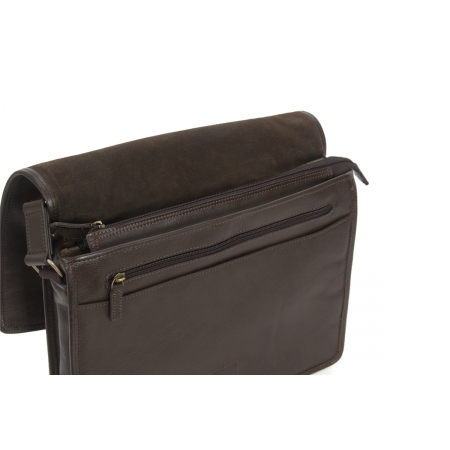 Torba listonoszka ciemnobrązowa skóra licowa